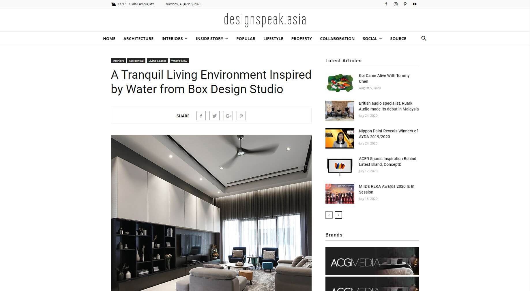 A Tranquil Living Environment Inspired by Water from Box Design Studio, December 2018